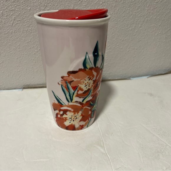 Starbucks red poppy flower ceramic coffee tumbler - Picture 1 of 6